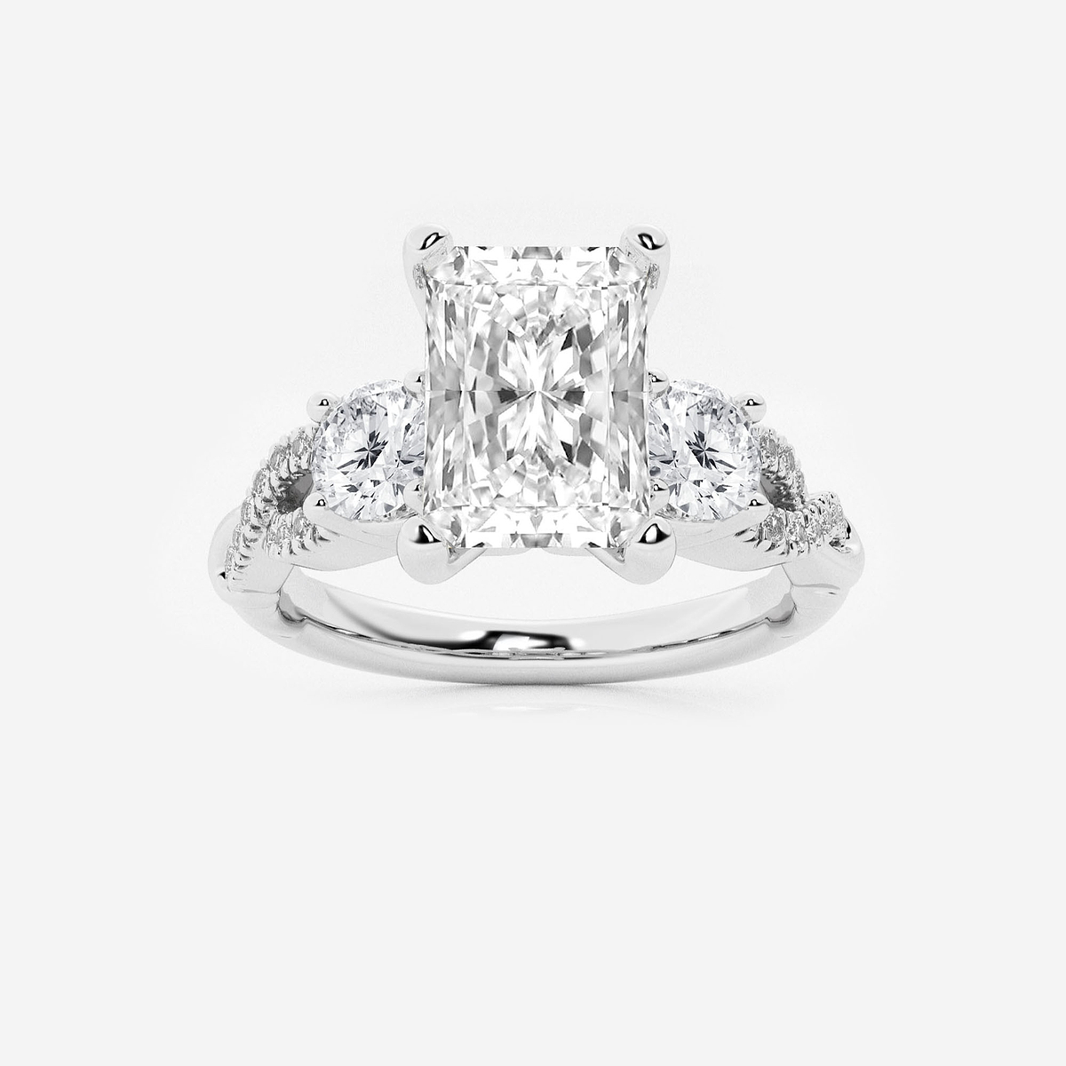 2 5/8 ctw Radiant Lab Grown Diamond Swirl Engagement Ring