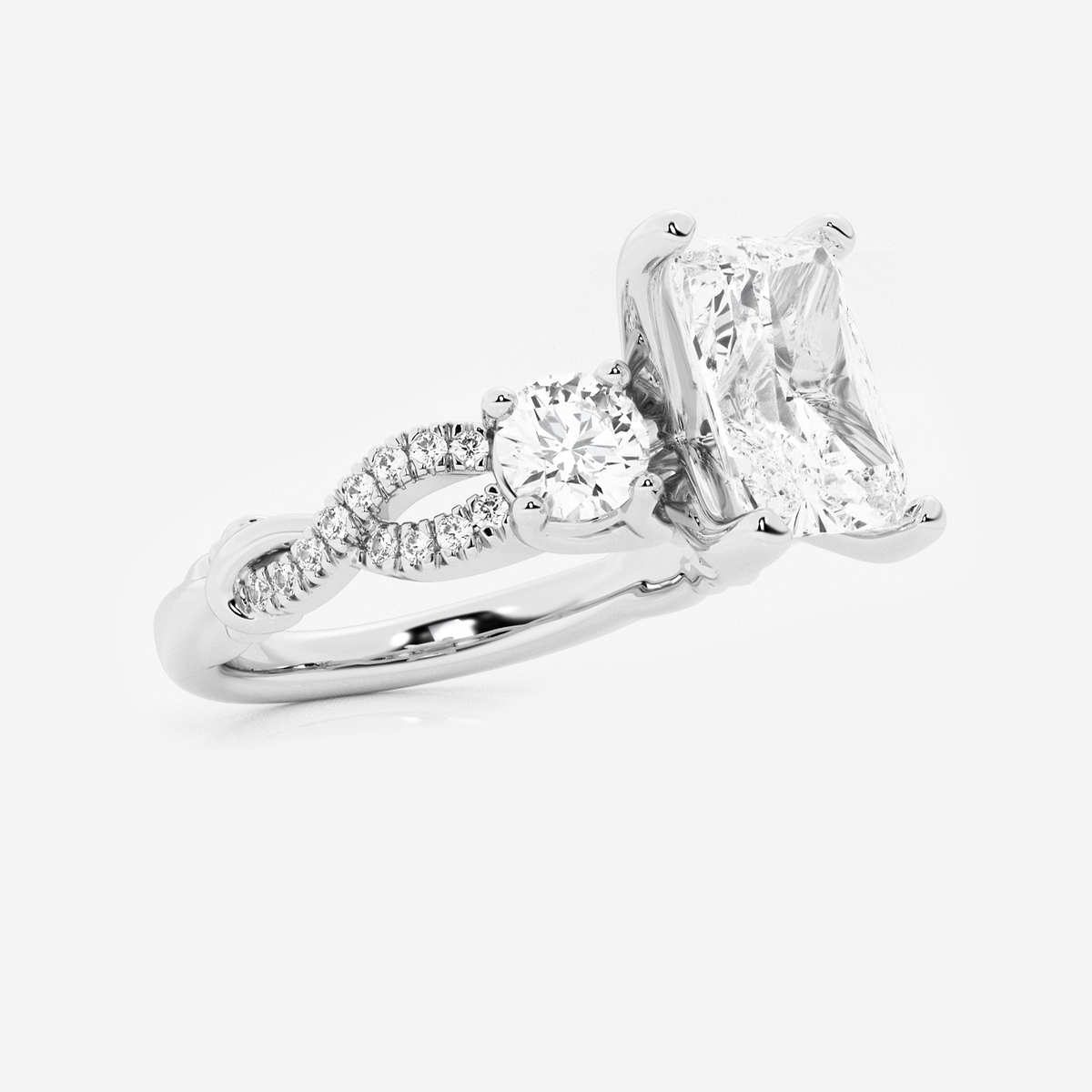 Additional Image 1 for  2 5/8 ctw Radiant Lab Grown Diamond Swirl Engagement Ring