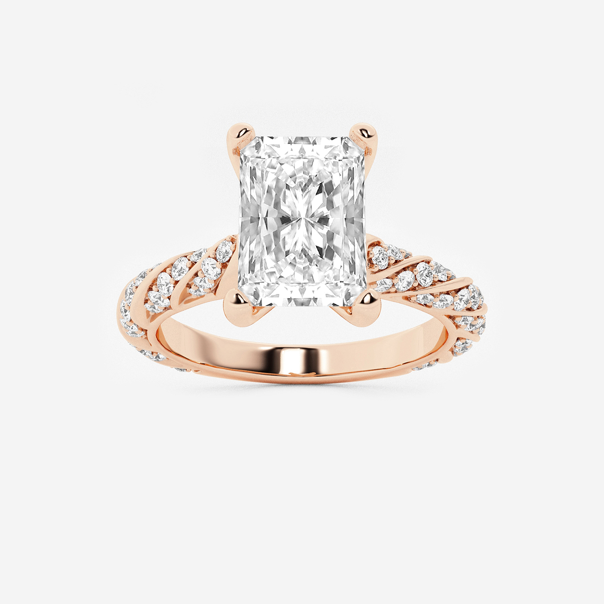2 ctw Radiant Lab Grown Diamond Ribbon Engagement Ring