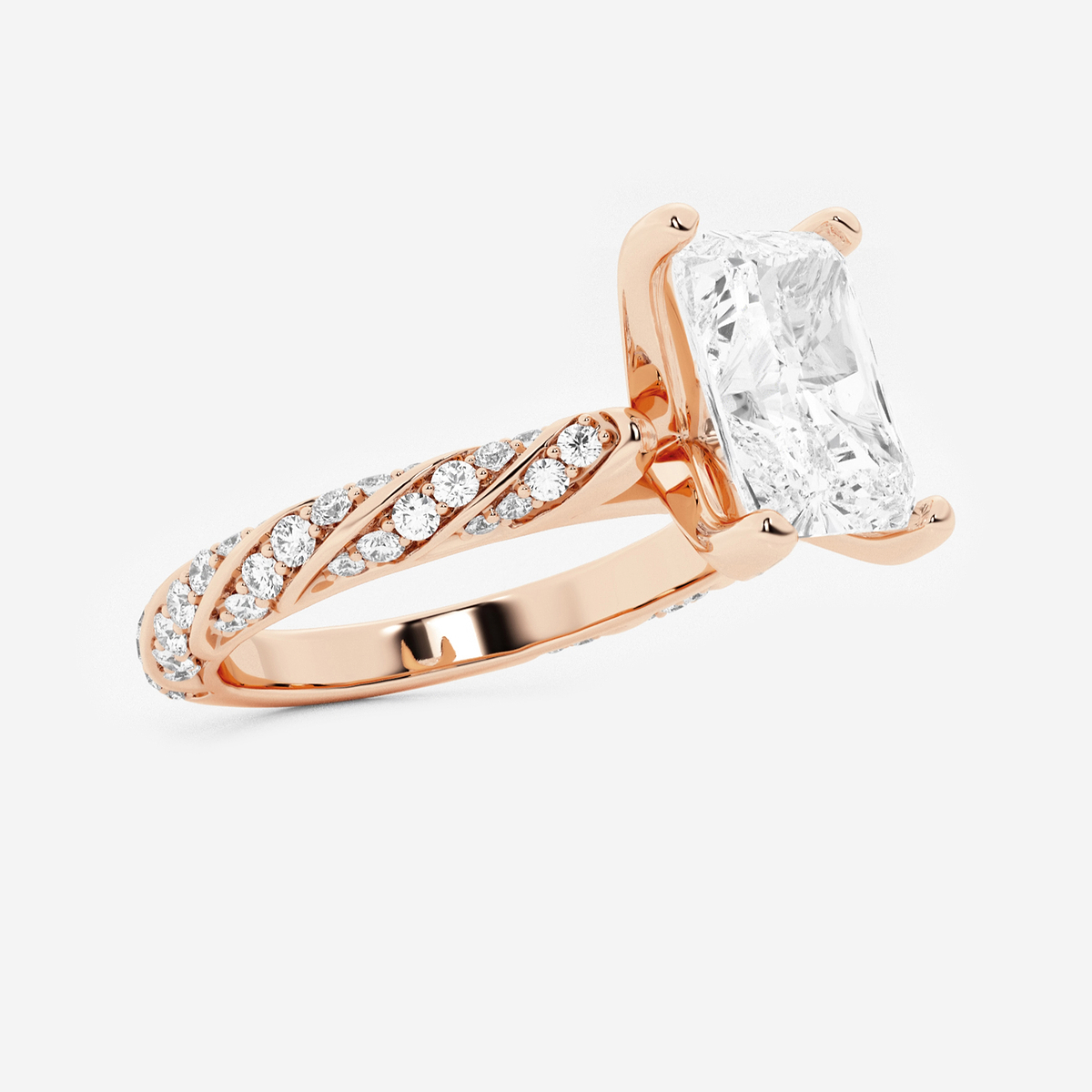 Additional Image 1 for  2 ctw Radiant Lab Grown Diamond Ribbon Engagement Ring