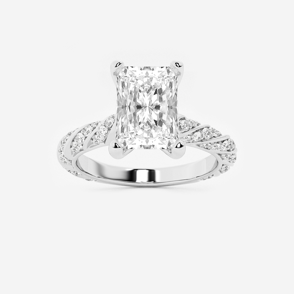 2 ctw Radiant Lab Grown Diamond Ribbon Engagement Ring