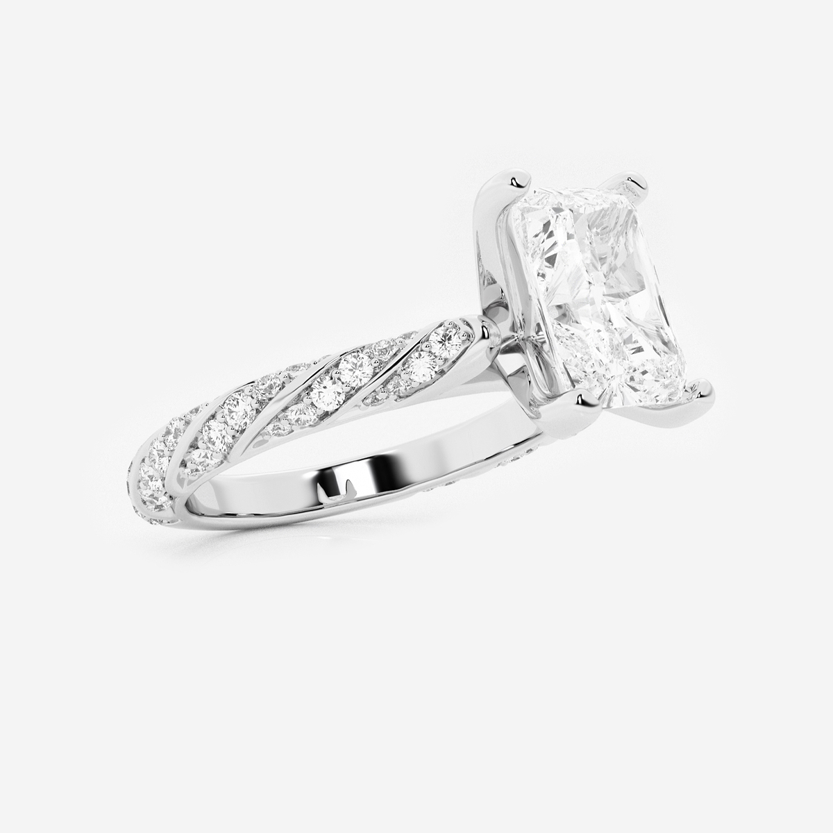 Additional Image 1 for  2 ctw Radiant Lab Grown Diamond Ribbon Engagement Ring