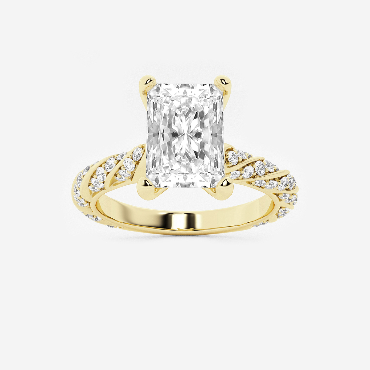 2 ctw Radiant Lab Grown Diamond Ribbon Engagement Ring