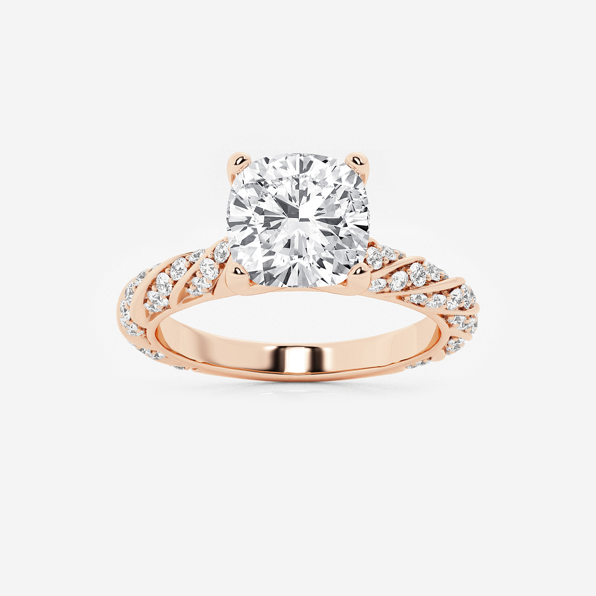 2 2/5 ctw Cushion Lab Grown Diamond Ribbon Engagement Ring