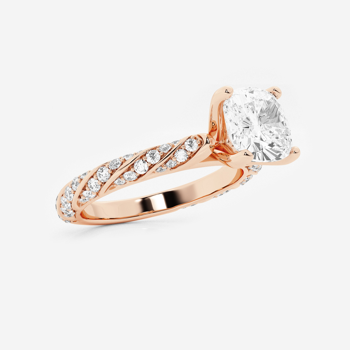 Additional Image 1 for  2 2/5 ctw Cushion Lab Grown Diamond Ribbon Engagement Ring