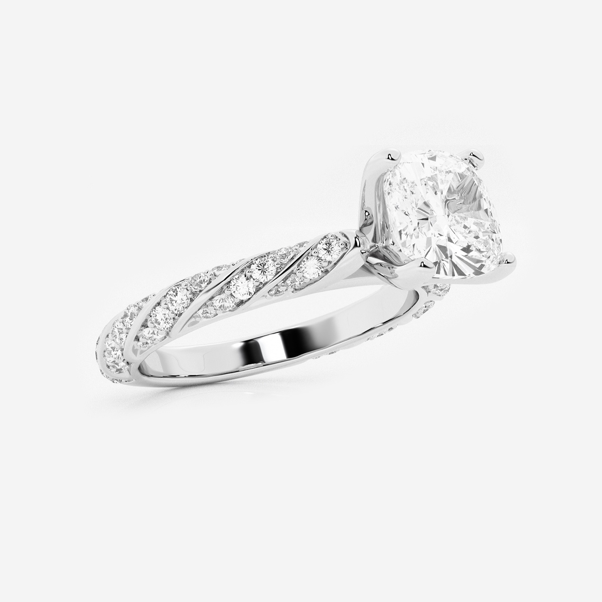 Additional Image 1 for  2 2/5 ctw Cushion Lab Grown Diamond Ribbon Engagement Ring