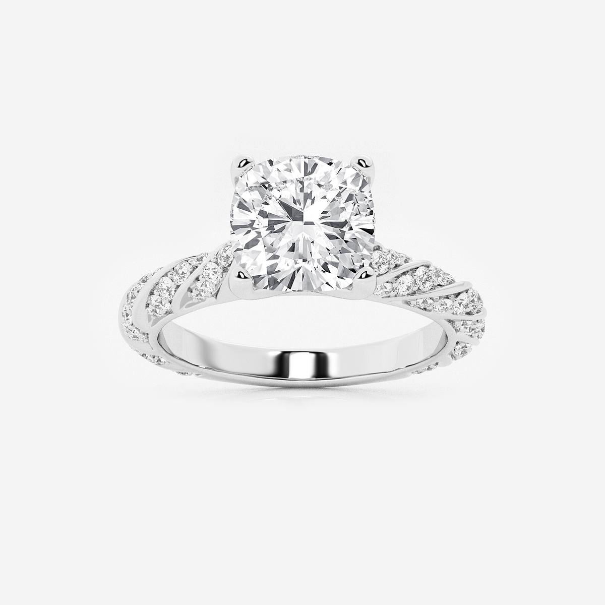 2 2/5 ctw Cushion Lab Grown Diamond Ribbon Engagement Ring