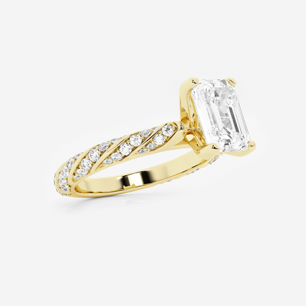 Additional Image 1 for  2 2/5 ctw Emerald Lab Grown Diamond Ribbon Engagement Ring
