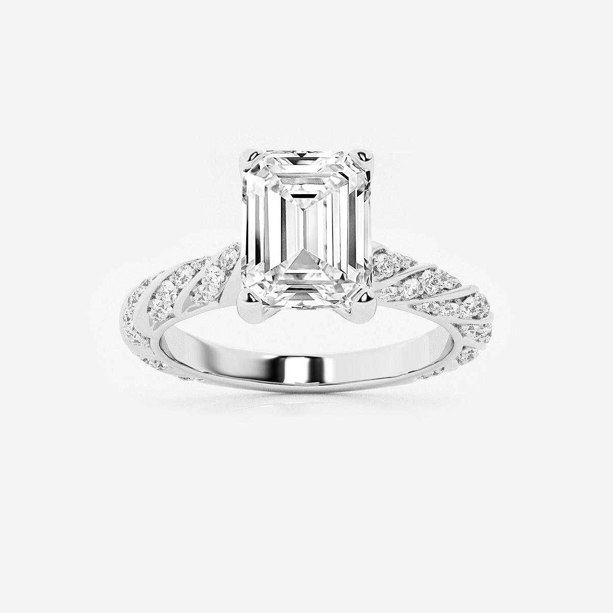 2 2/5 ctw Emerald Lab Grown Diamond Ribbon Engagement Ring