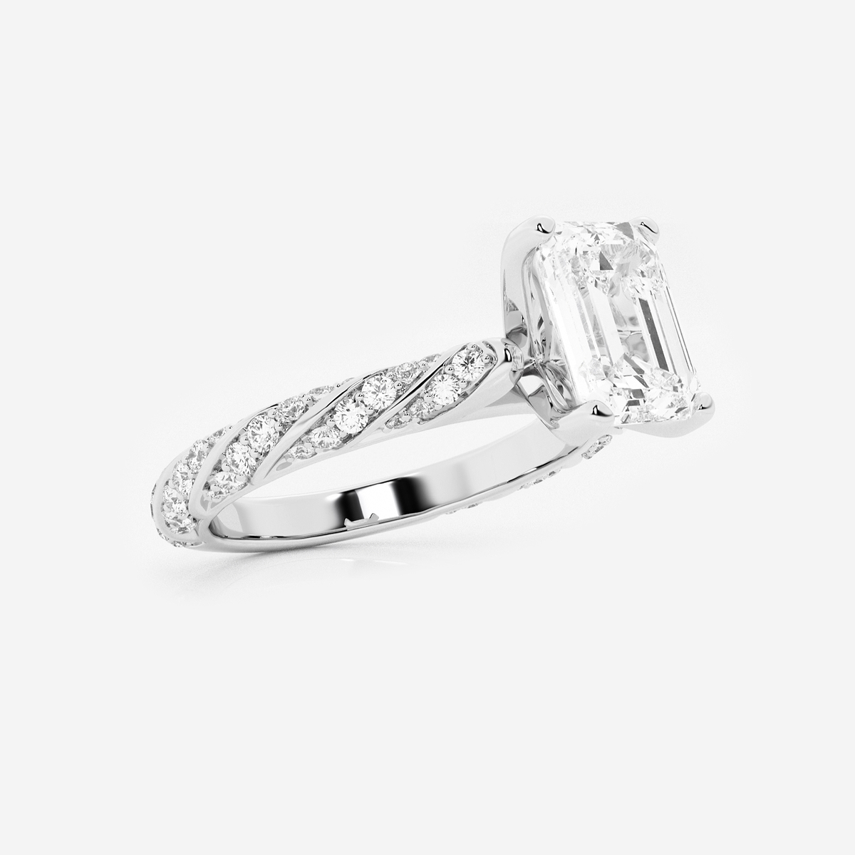 Additional Image 1 for  2 2/5 ctw Emerald Lab Grown Diamond Ribbon Engagement Ring