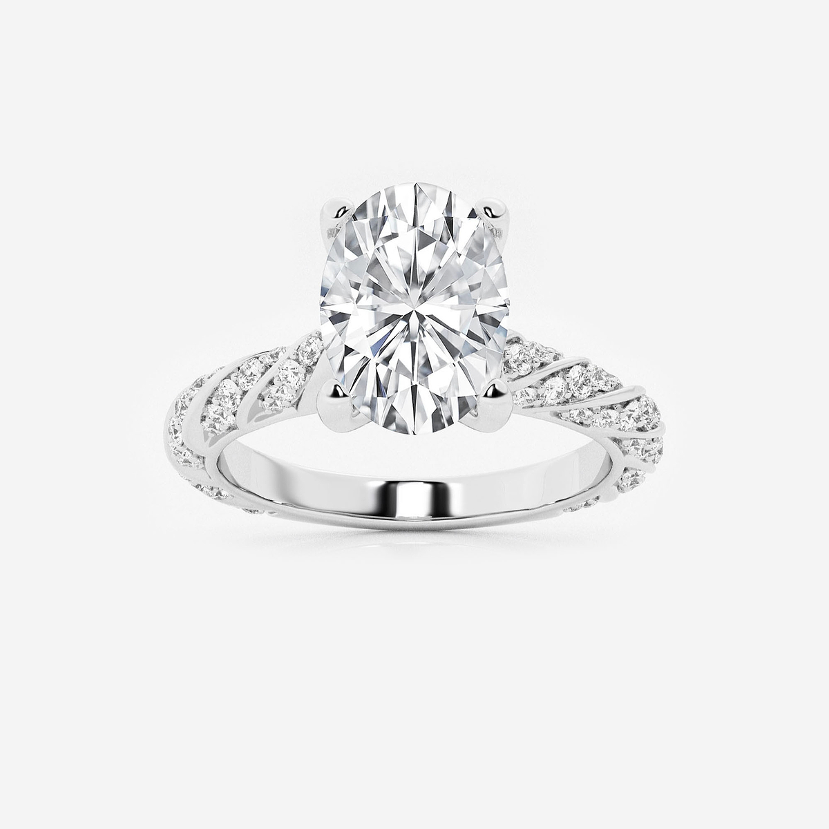 2 2/5 ctw Oval Lab Grown Diamond Ribbon Engagement Ring