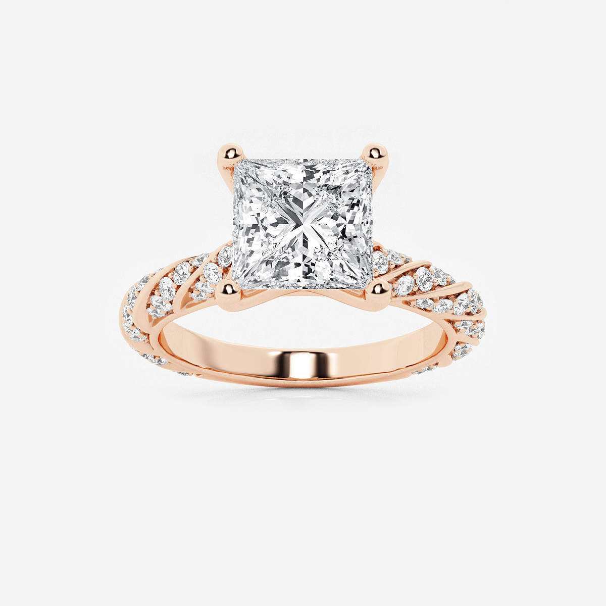 2 2/5 ctw Princess Lab Grown Diamond Ribbon Engagement Ring