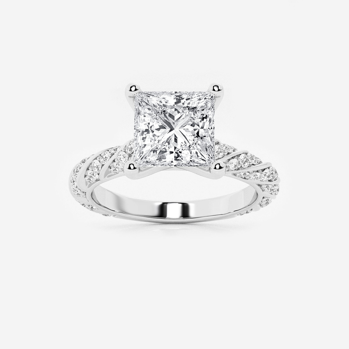 2 2/5 ctw Princess Lab Grown Diamond Ribbon Engagement Ring