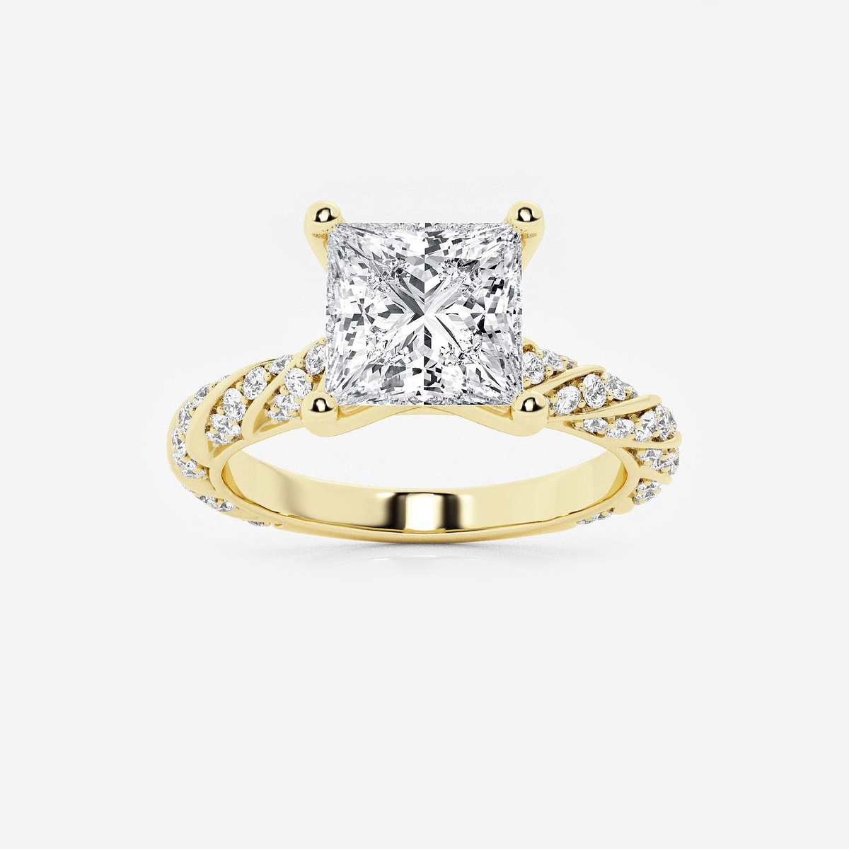 2 2/5 ctw Princess Lab Grown Diamond Ribbon Engagement Ring