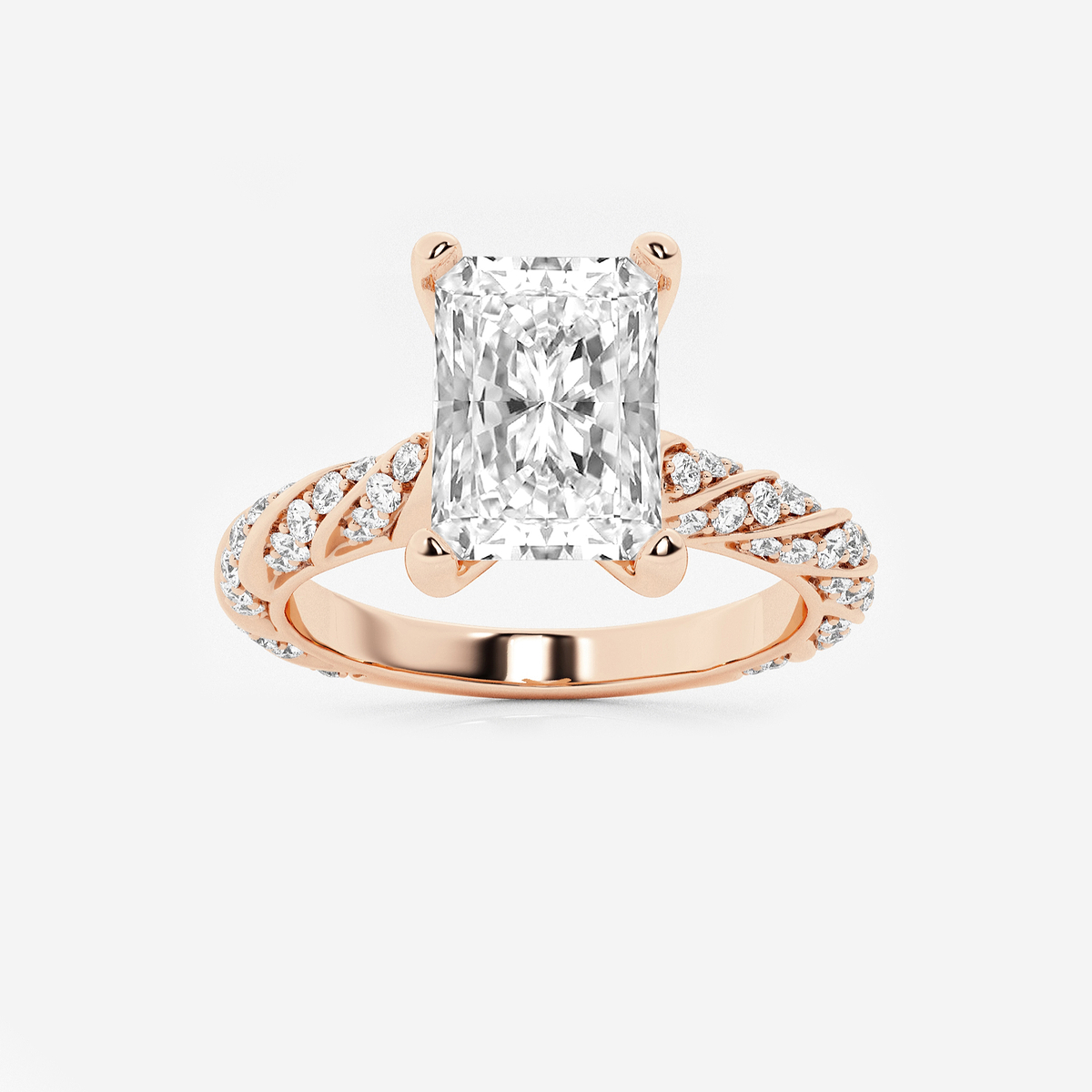 2 2/5 ctw Radiant Lab Grown Diamond Ribbon Engagement Ring