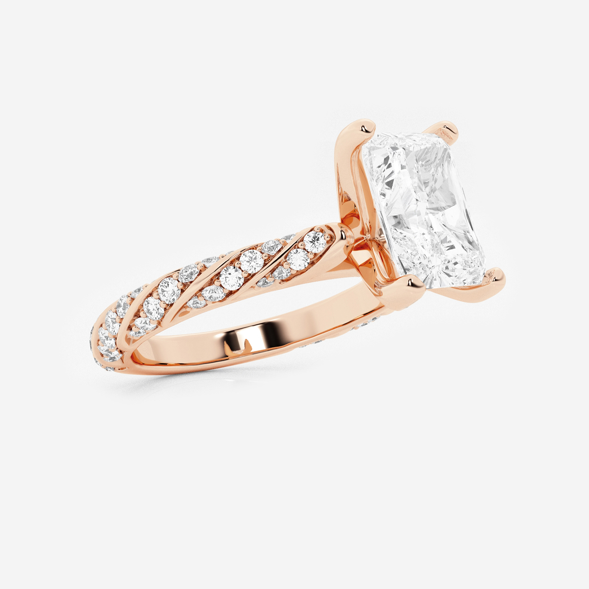 Additional Image 1 for  2 2/5 ctw Radiant Lab Grown Diamond Ribbon Engagement Ring