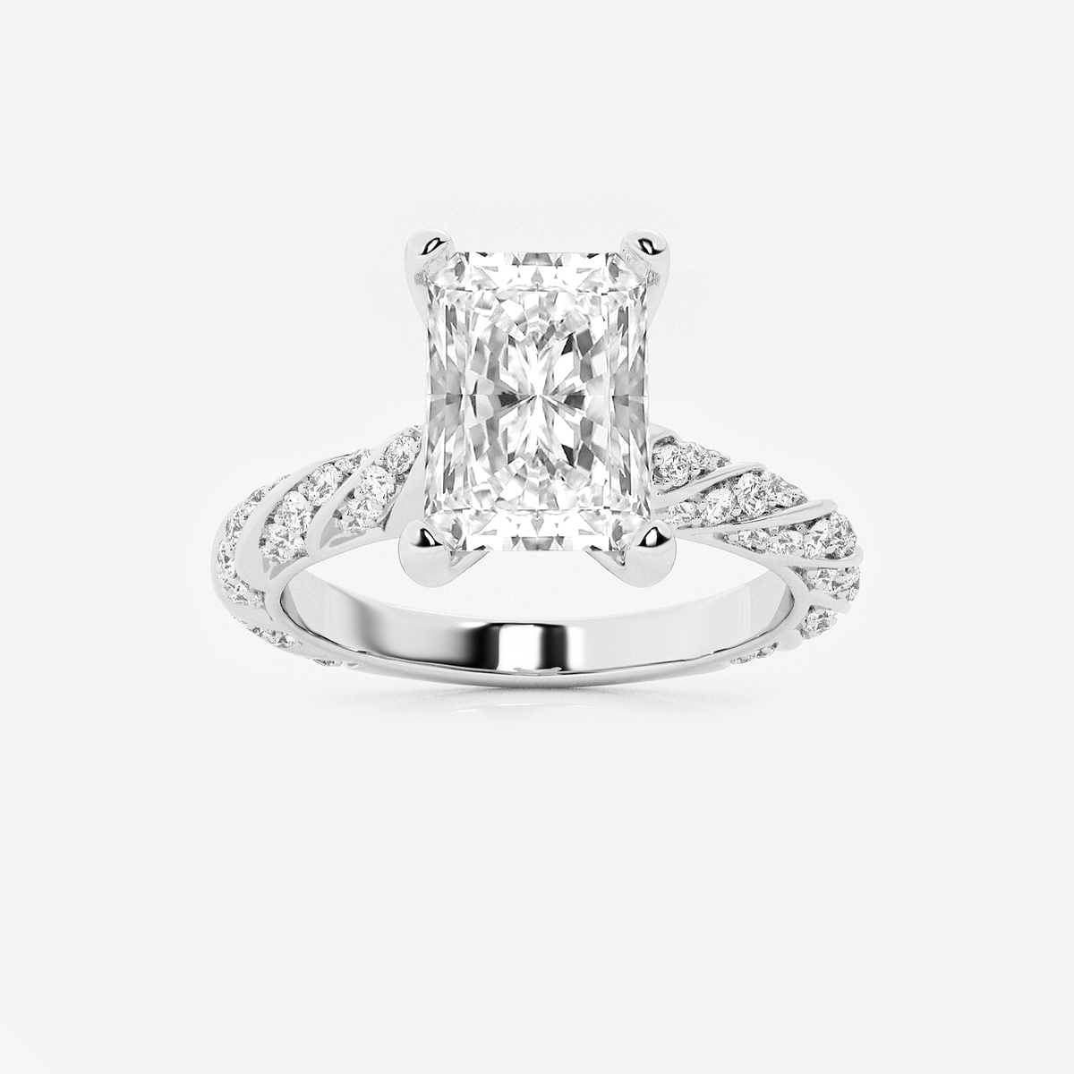 2 2/5 ctw Radiant Lab Grown Diamond Ribbon Engagement Ring