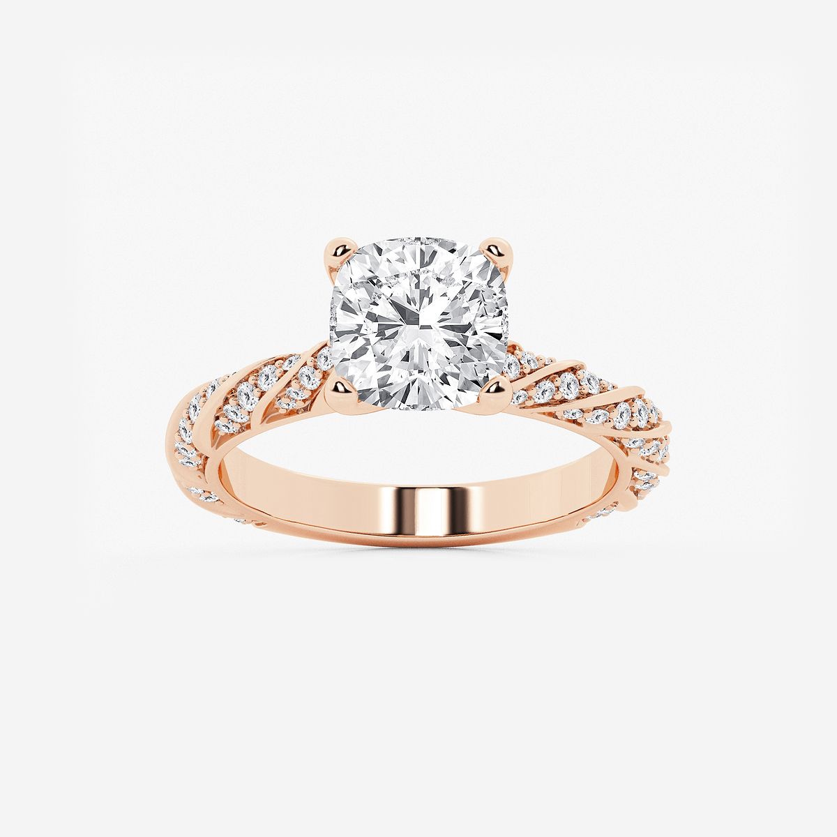 3 ctw Cushion Lab Grown Diamond Ribbon Engagement Ring