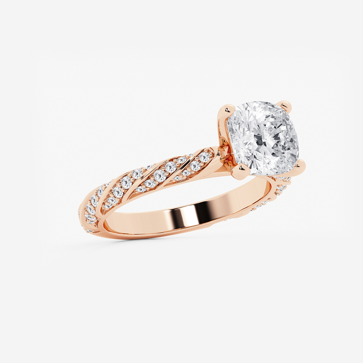 Additional Image 1 for  3 ctw Cushion Lab Grown Diamond Ribbon Engagement Ring