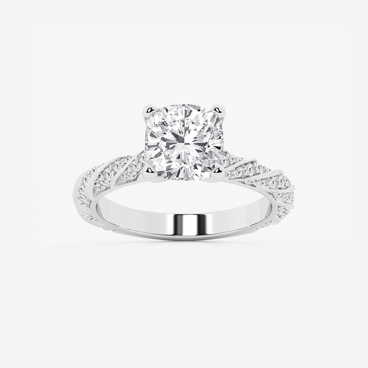 3 ctw Cushion Lab Grown Diamond Ribbon Engagement Ring