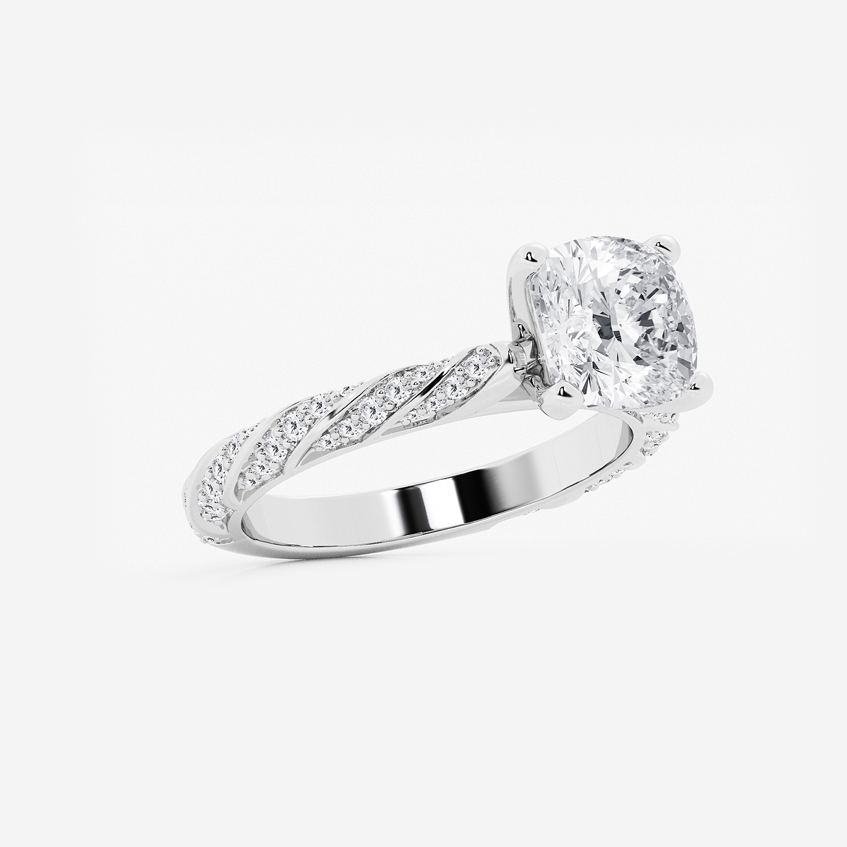 Additional Image 1 for  3 ctw Cushion Lab Grown Diamond Ribbon Engagement Ring
