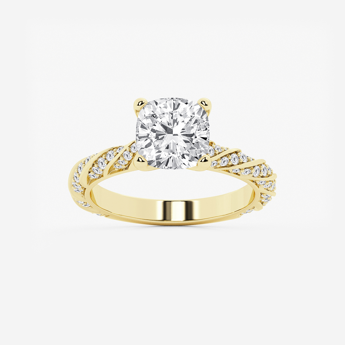3 ctw Cushion Lab Grown Diamond Ribbon Engagement Ring