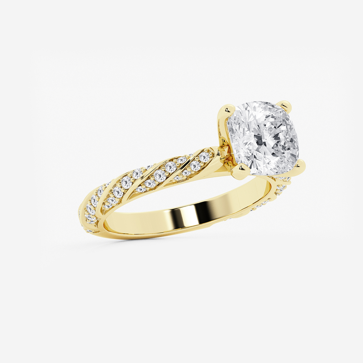 Additional Image 1 for  3 ctw Cushion Lab Grown Diamond Ribbon Engagement Ring