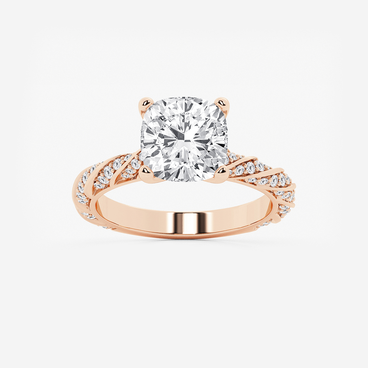 3 2/5 ctw Cushion Lab Grown Diamond Ribbon Engagement Ring