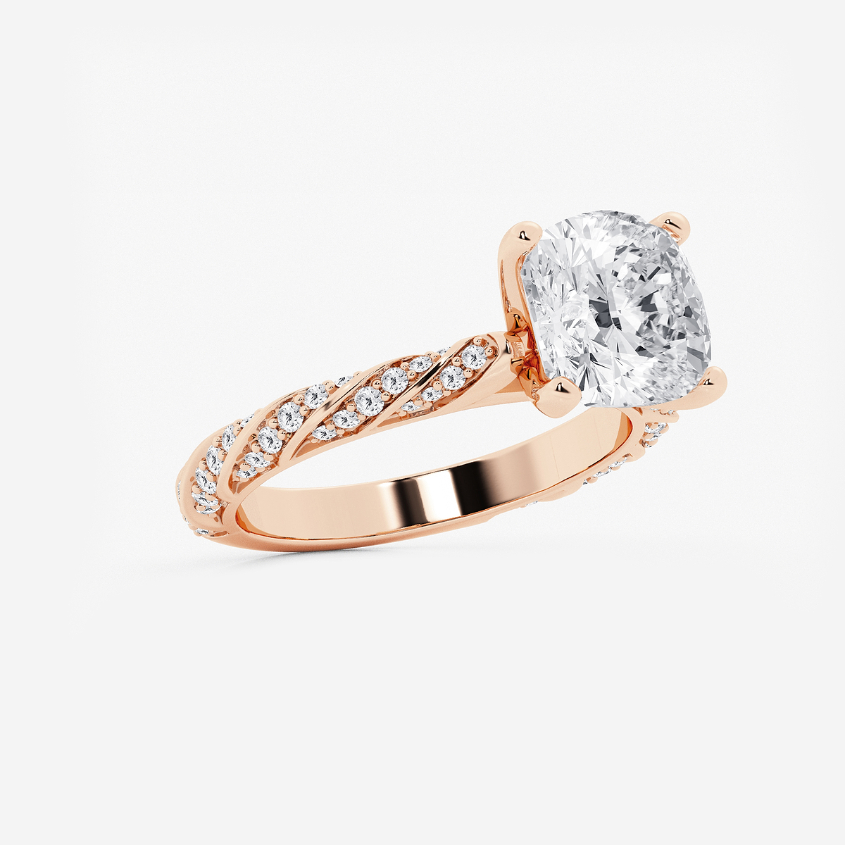 Additional Image 1 for  3 2/5 ctw Cushion Lab Grown Diamond Ribbon Engagement Ring