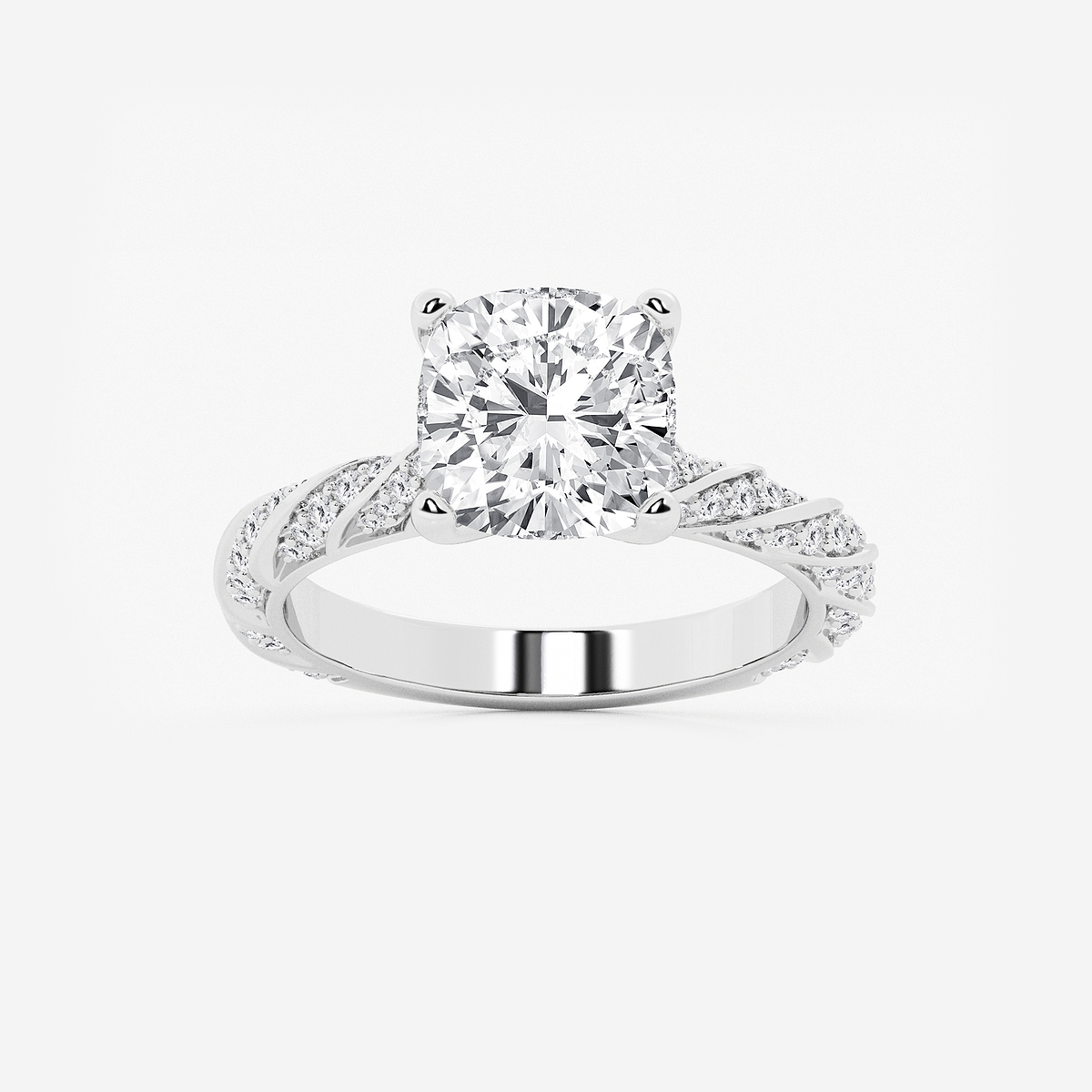 3 2/5 ctw Cushion Lab Grown Diamond Ribbon Engagement Ring