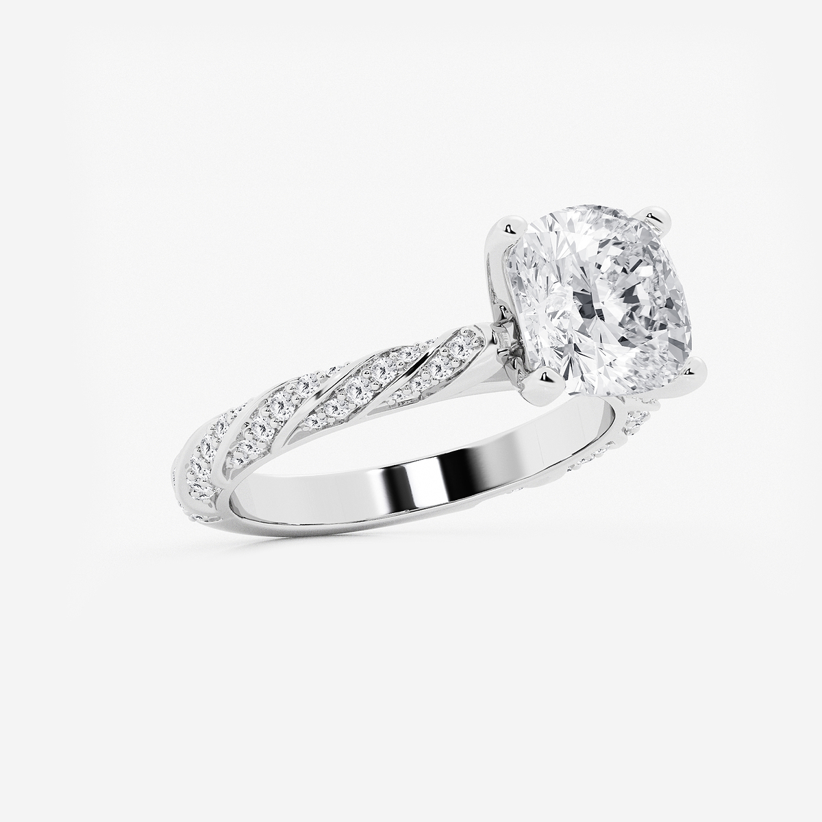 Additional Image 1 for  3 2/5 ctw Cushion Lab Grown Diamond Ribbon Engagement Ring