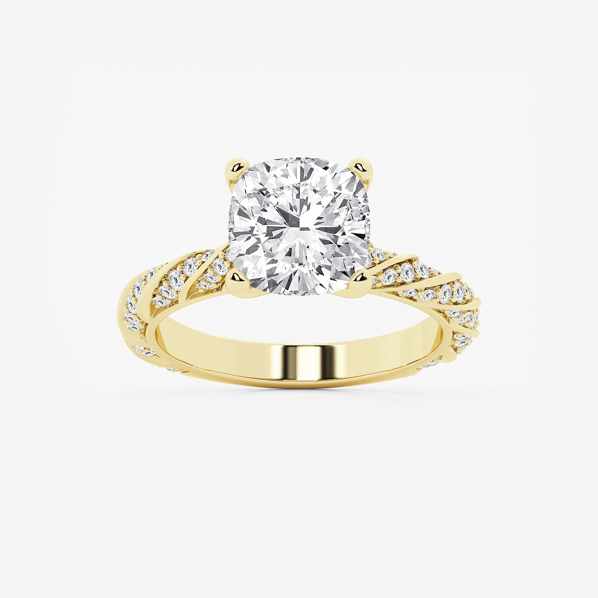 4 2/5 ctw Cushion Lab Grown Diamond Ribbon Engagement Ring