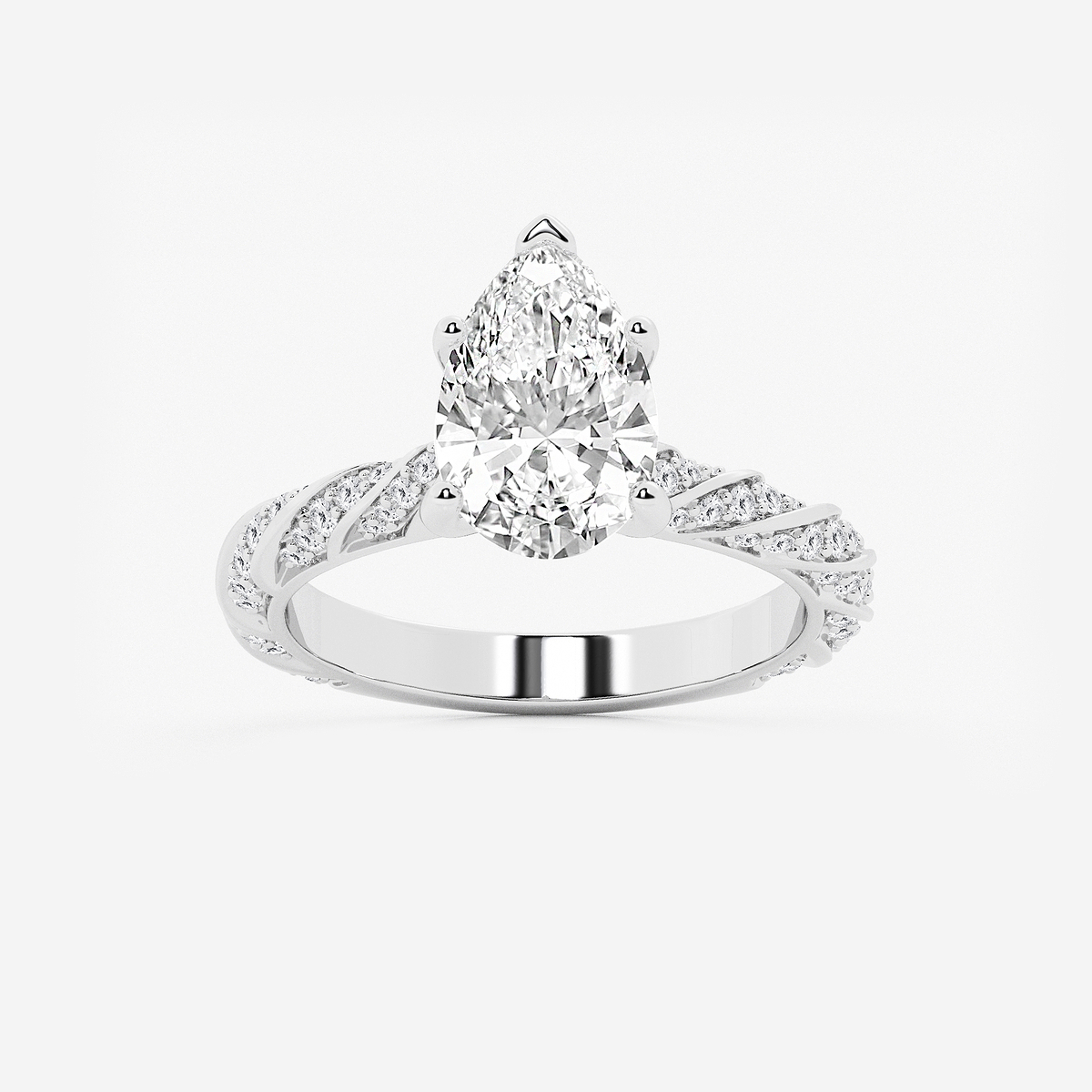 3 ctw Pear Lab Grown Diamond Ribbon Engagement Ring