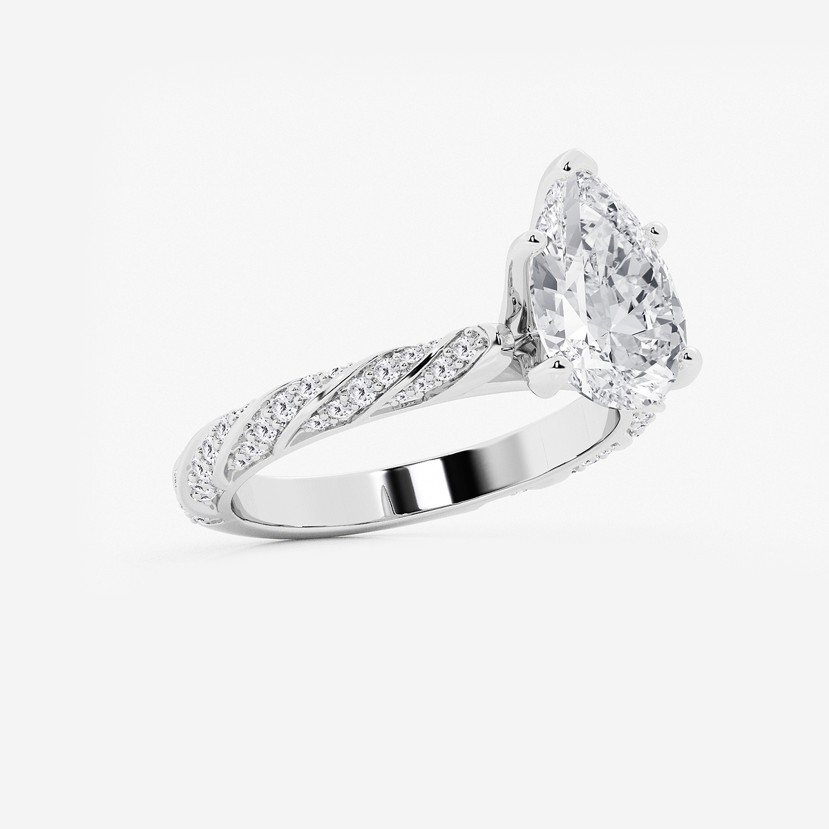 Additional Image 1 for  3 ctw Pear Lab Grown Diamond Ribbon Engagement Ring