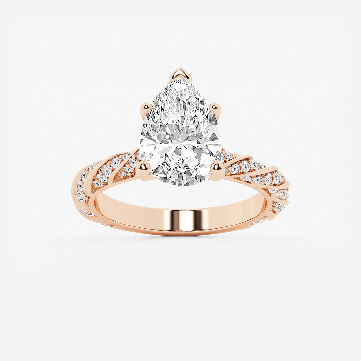 3 2/5 ctw Pear Lab Grown Diamond Ribbon Engagement Ring