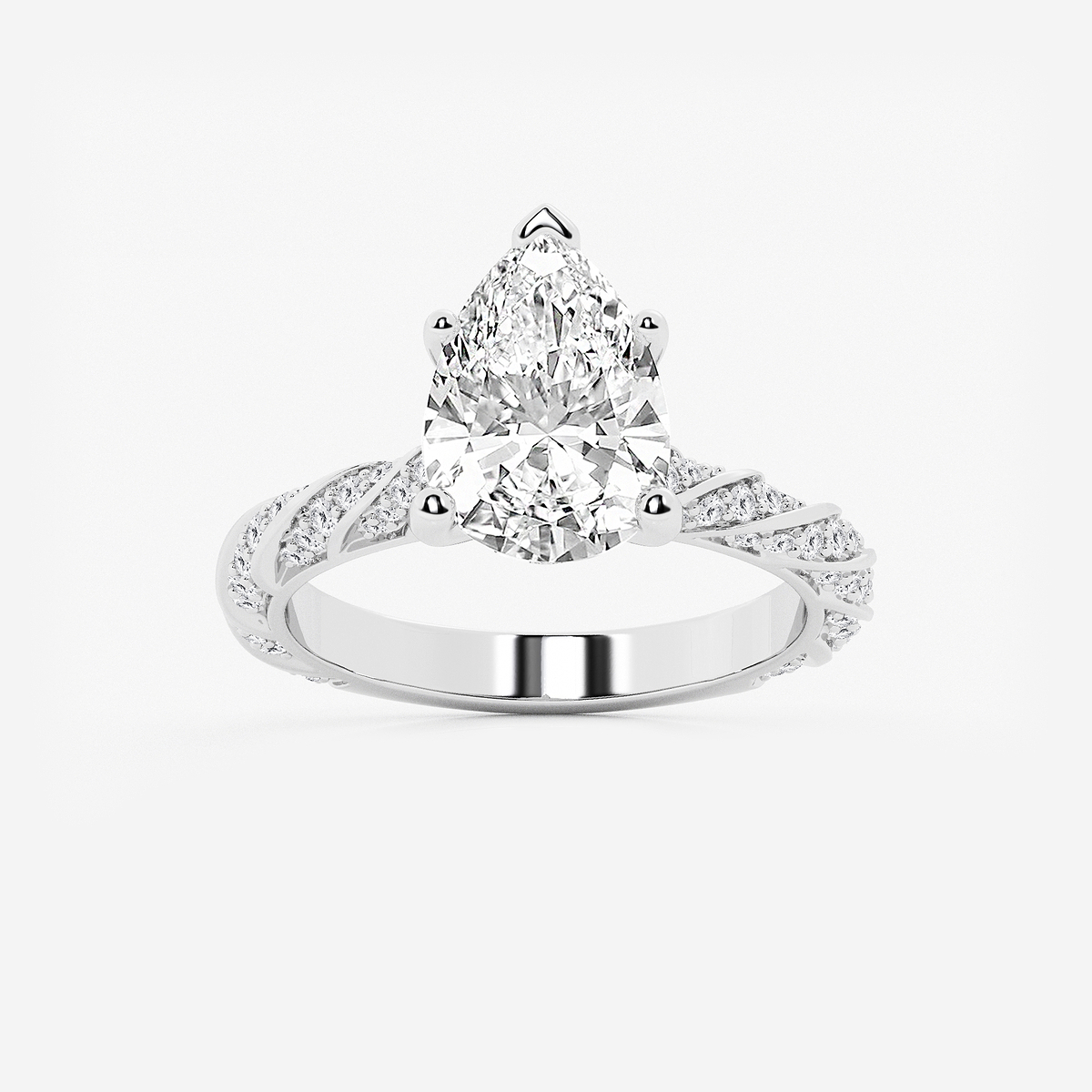 3 2/5 ctw Pear Lab Grown Diamond Ribbon Engagement Ring
