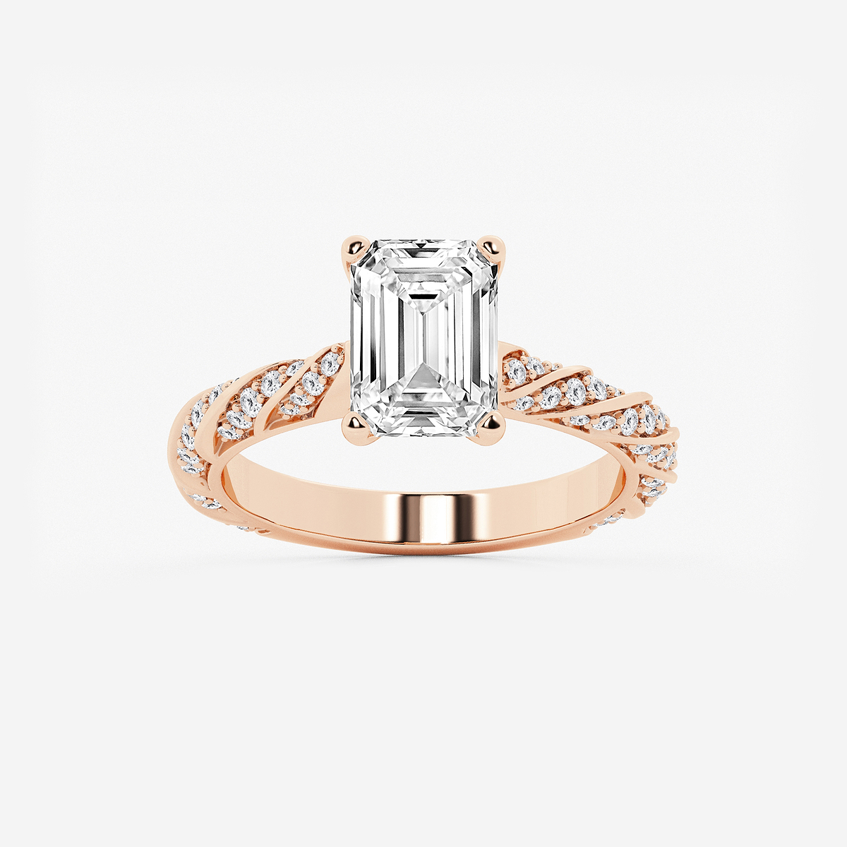 3 ctw Emerald Lab Grown Diamond Ribbon Engagement Ring