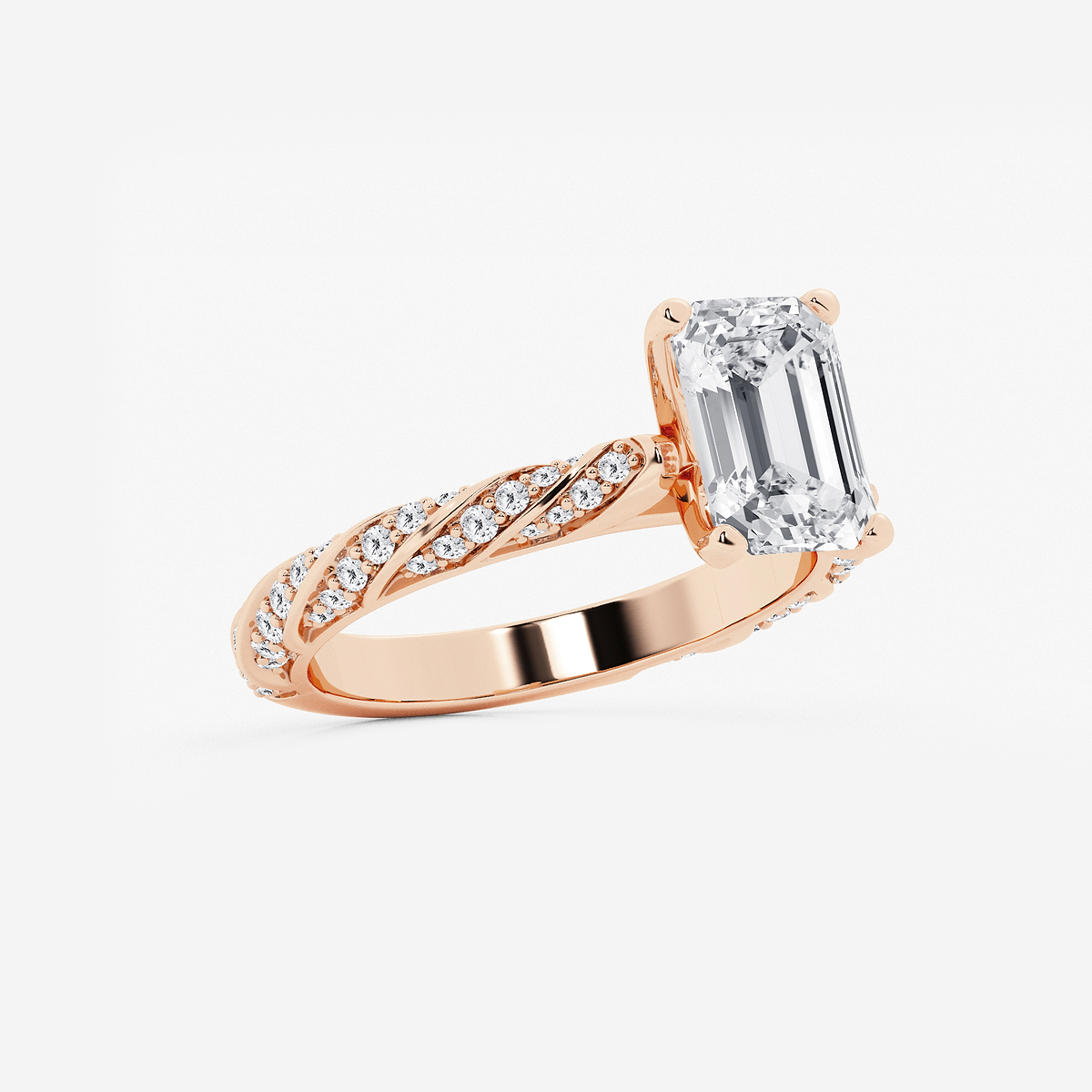 Additional Image 1 for  3 ctw Emerald Lab Grown Diamond Ribbon Engagement Ring