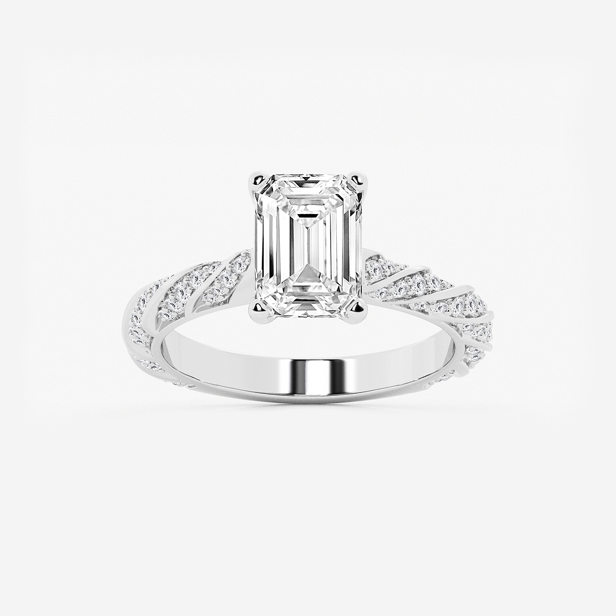 3 ctw Emerald Lab Grown Diamond Ribbon Engagement Ring