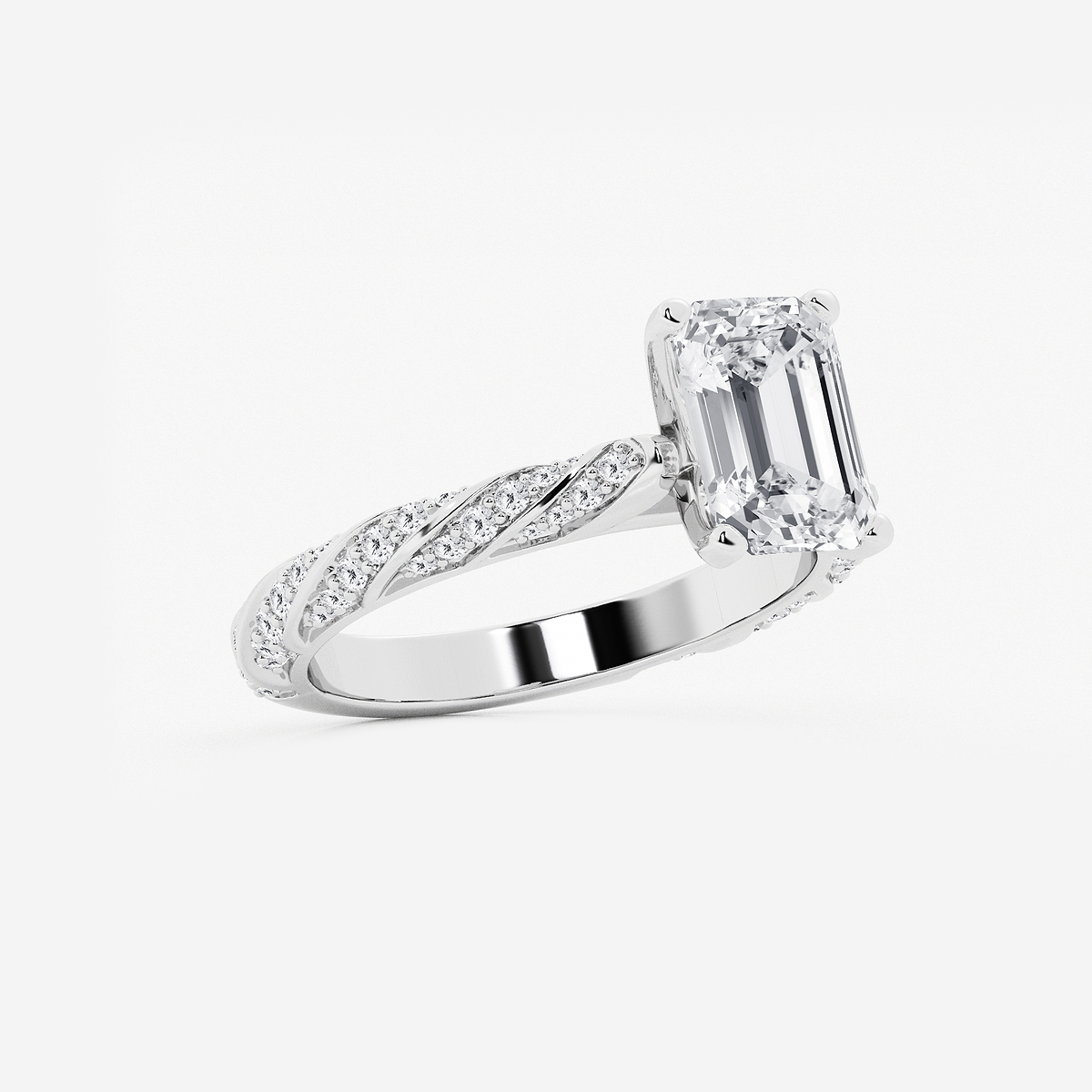 Additional Image 1 for  3 ctw Emerald Lab Grown Diamond Ribbon Engagement Ring