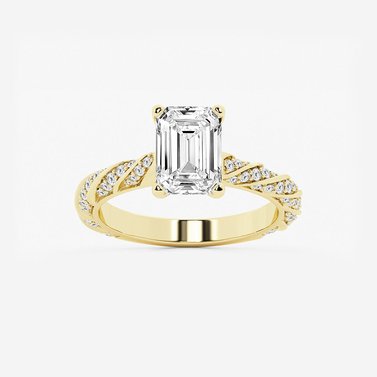 3 ctw Emerald Lab Grown Diamond Ribbon Engagement Ring
