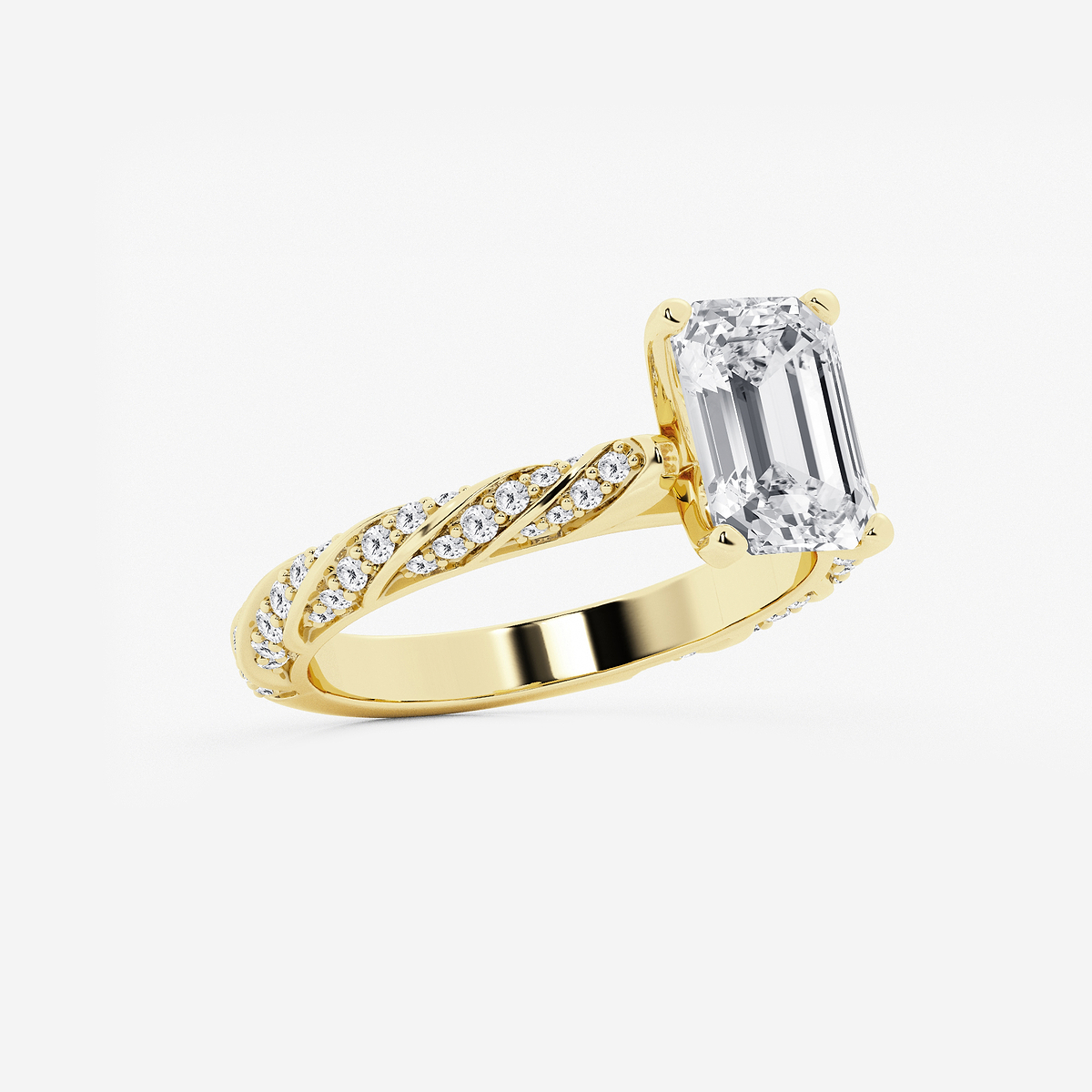 Additional Image 1 for  3 ctw Emerald Lab Grown Diamond Ribbon Engagement Ring