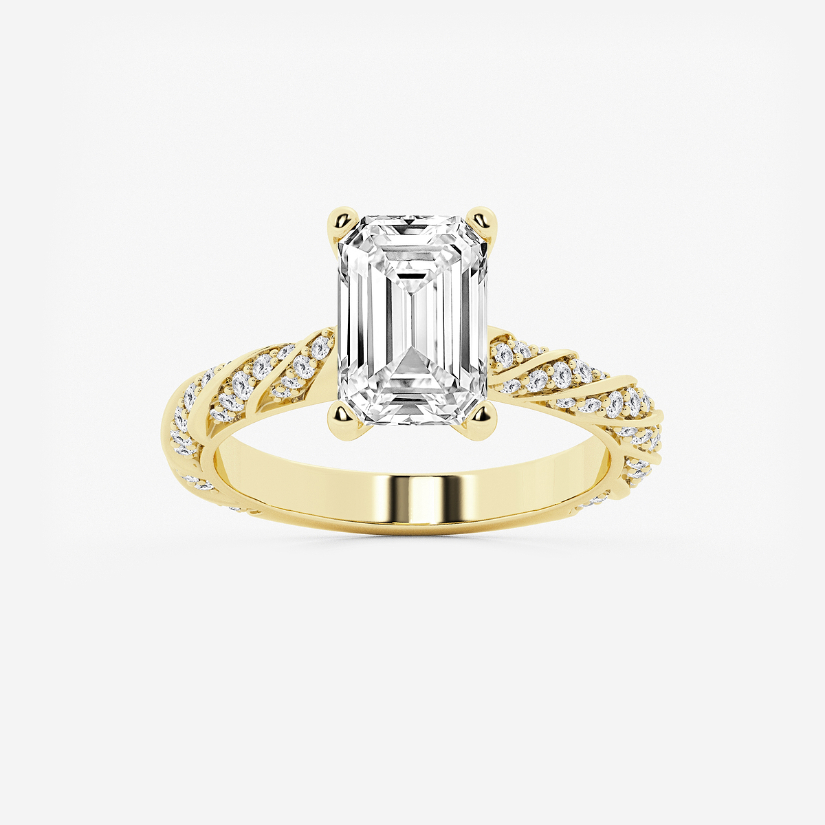 4 2/5 ctw Emerald Lab Grown Diamond Ribbon Engagement Ring