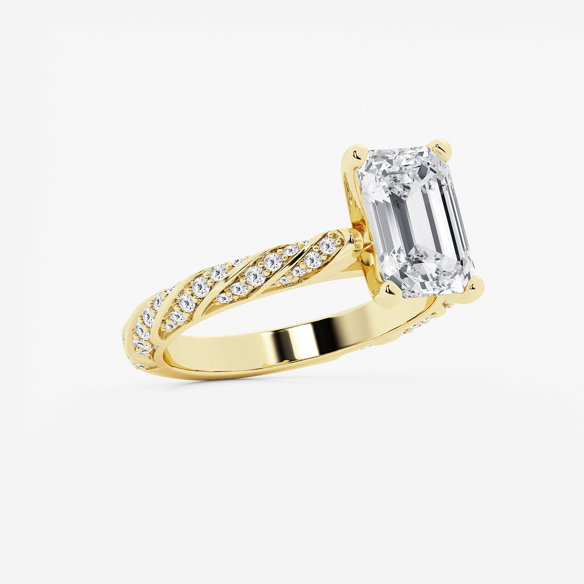 Additional Image 1 for  3 2/5 ctw Emerald Lab Grown Diamond Ribbon Engagement Ring