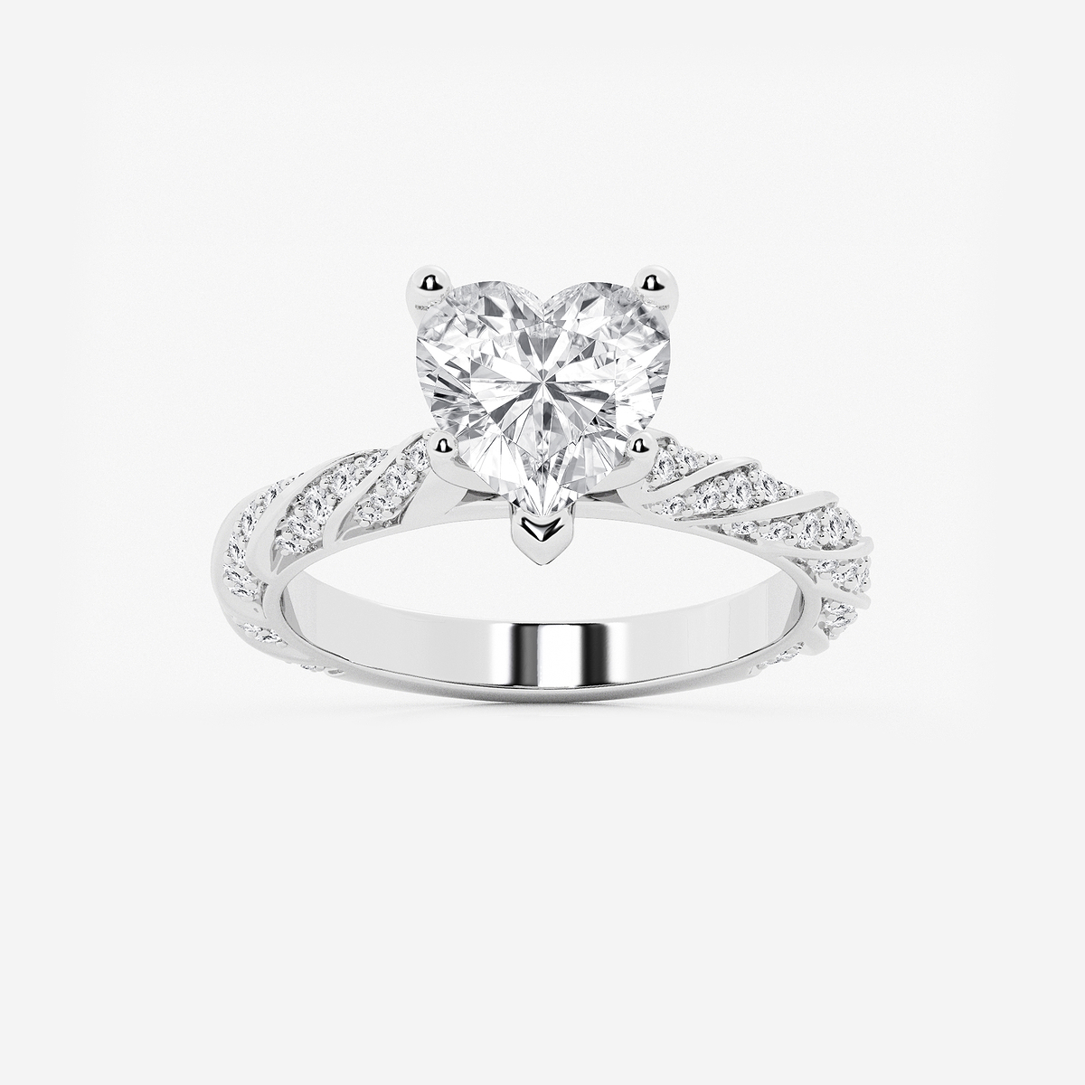 3 ctw Heart Lab Grown Diamond Ribbon Engagement Ring