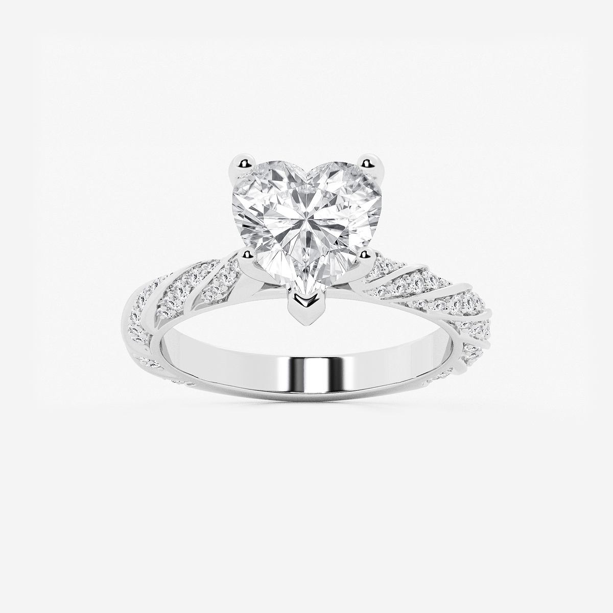 4 2/5 ctw Heart Lab Grown Diamond Ribbon Engagement Ring
