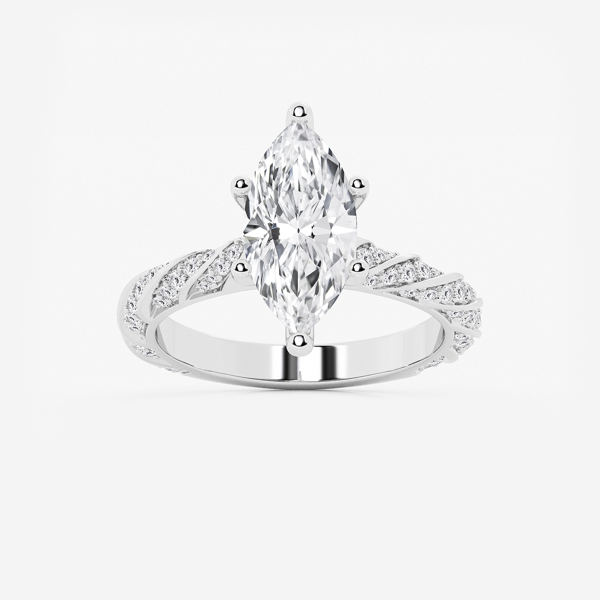 3 ctw Marquise Lab Grown Diamond Ribbon Engagement Ring
