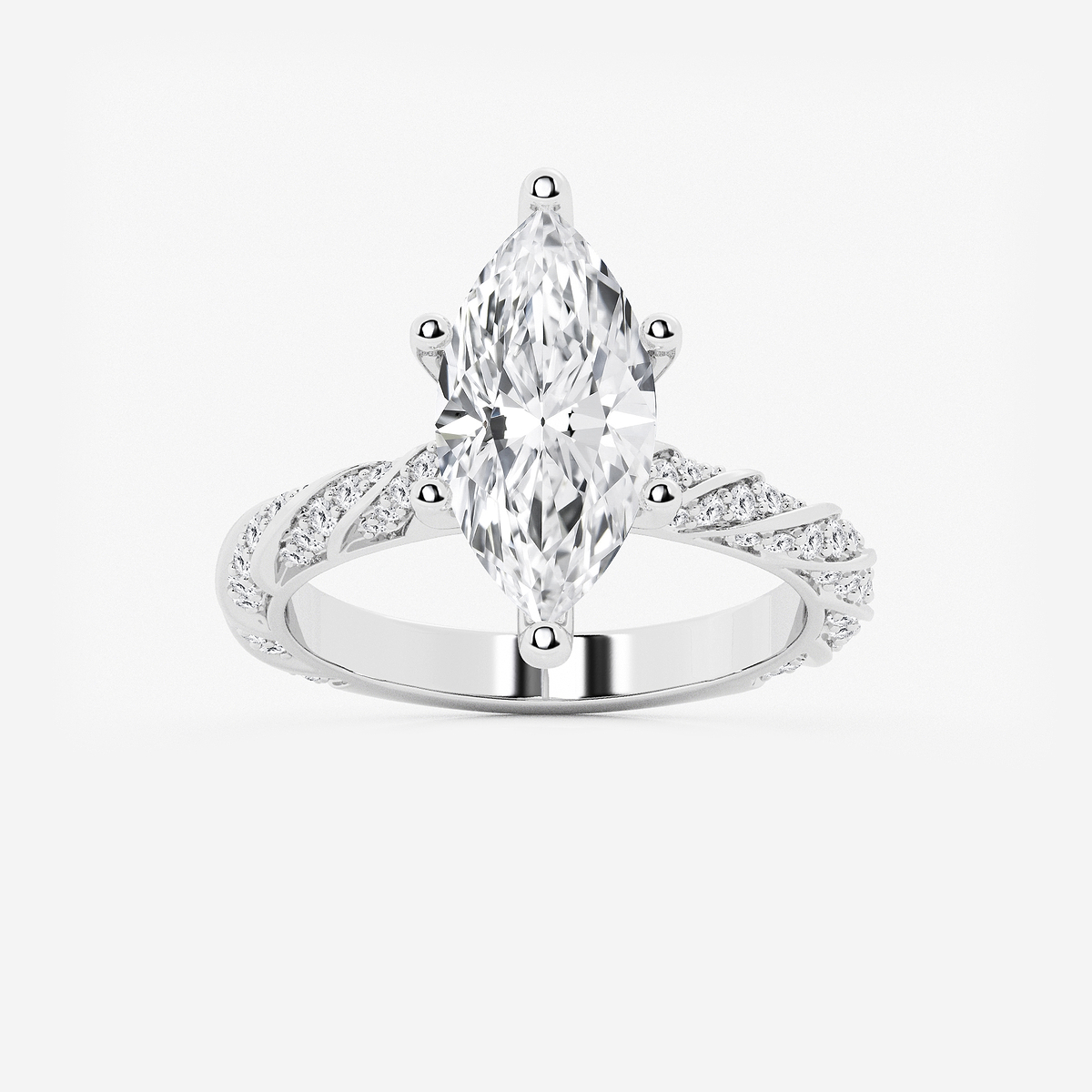 3 7/8 ctw Marquise Lab Grown Diamond Ribbon Engagement Ring
