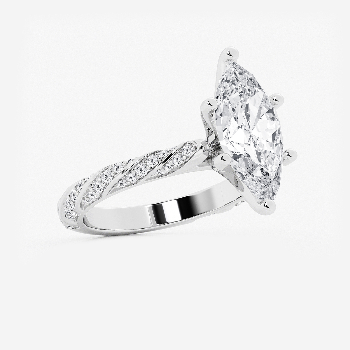 Additional Image 1 for  3 7/8 ctw Marquise Lab Grown Diamond Ribbon Engagement Ring