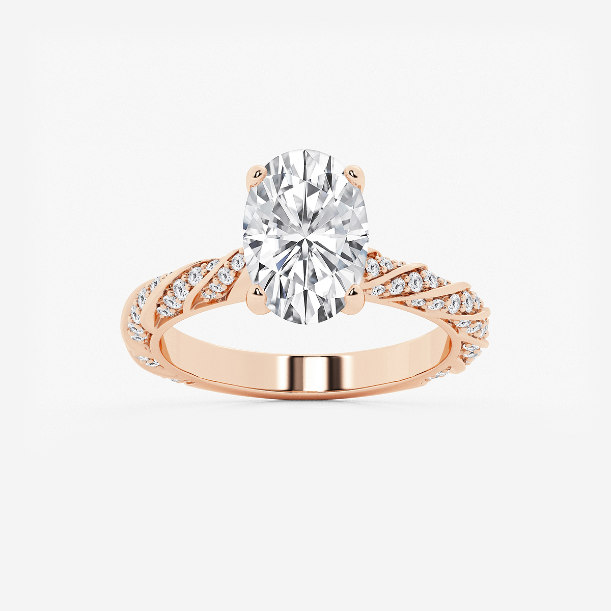 3 ctw Oval Lab Grown Diamond Ribbon Engagement Ring